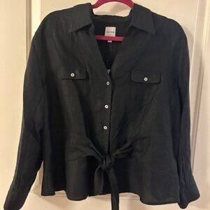 NIC+ZOE Iconic Tie Front Shirt in black